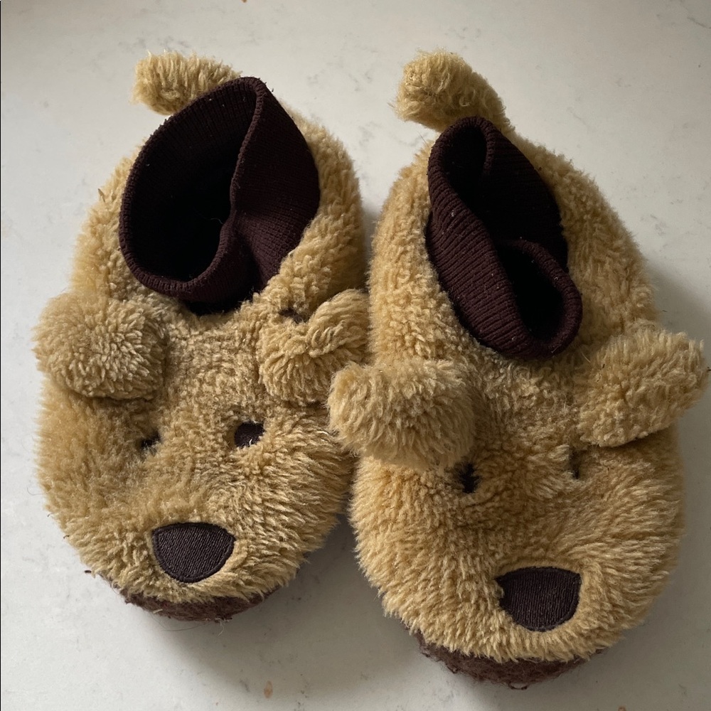Vintage LLBean Brown Dog Slippers for Kids